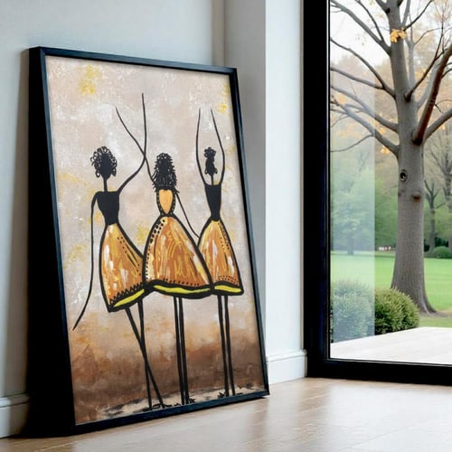 لوحة قماشية بتصميم تجريدي مع برواز مجوف