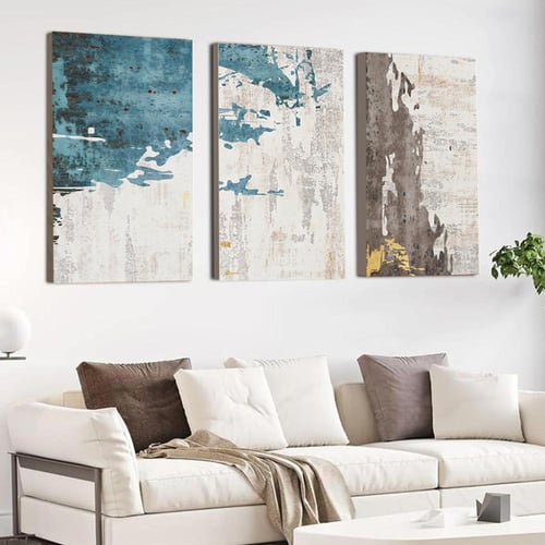 ثلاث لوحات خشبية مودرن بتصميم تجريدي
