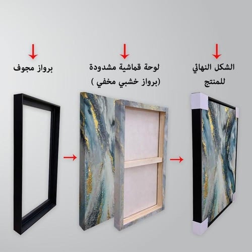 لوحة قماشية بتصميم الفن التراثي مع برواز مجوف