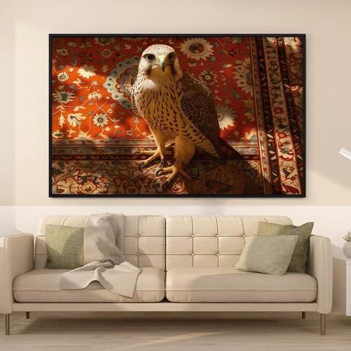 لوحة قماشية بتصميم الفن النجدي مع برواز مجوف