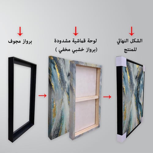 لوحة قماشية بتصميم الفن الاسلامي مع برواز مجوف