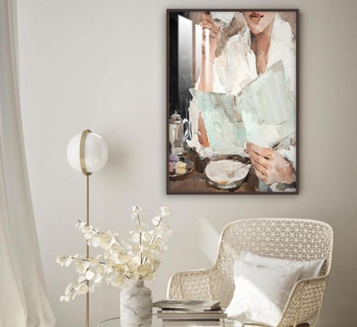لوحة جدارية بتصميم فن تجريدي بتصميم فتاة مع برواز...