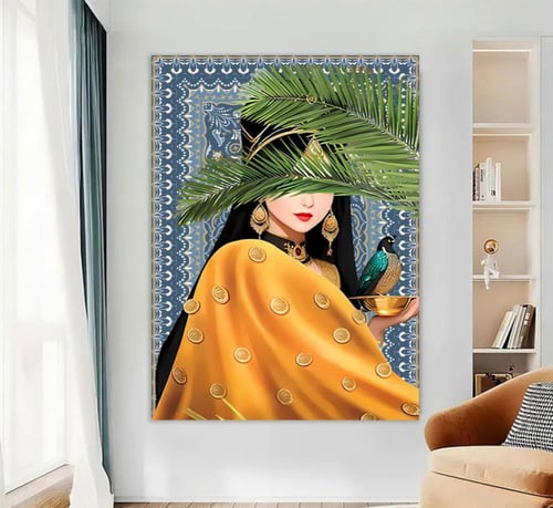 لوحة قماشية بتصميم فتاة عربيةمع برواز مجوف