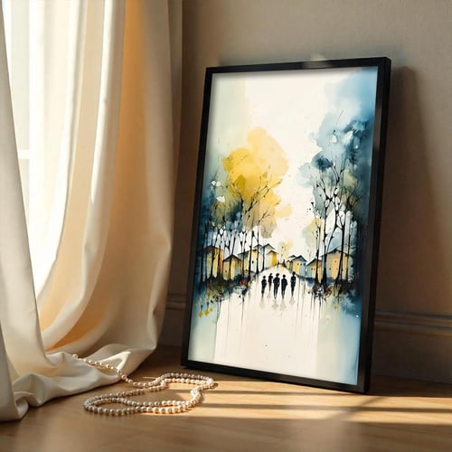 لوحة قماشية بتصميم بتصميم طبيعة مع برواز مجوف