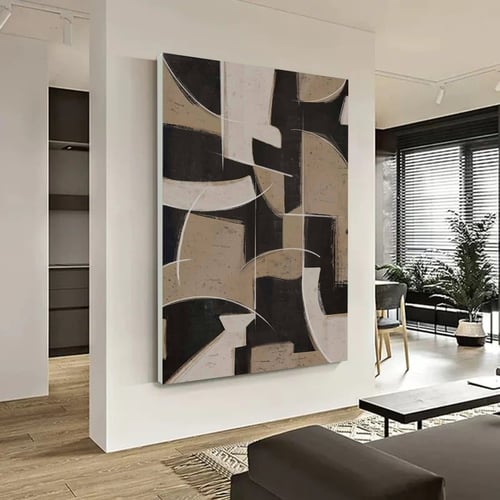 لوحة قماشية بتصميم الفن الهندسي مع برواز مجوف