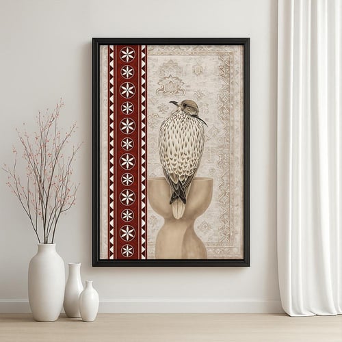 لوحة قماشية بتصميم الفن النجدي مع برواز مجوف