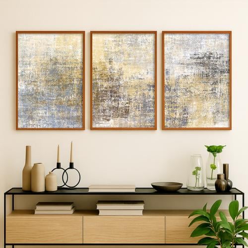 ثلاث لوحات قماشية - بتصميم تجريدي مودرن - كل قطعة...
