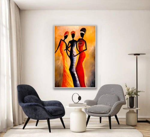 لوحة قماشية بتصميم تجريدي بتصميم امرآة مع برواز مج...