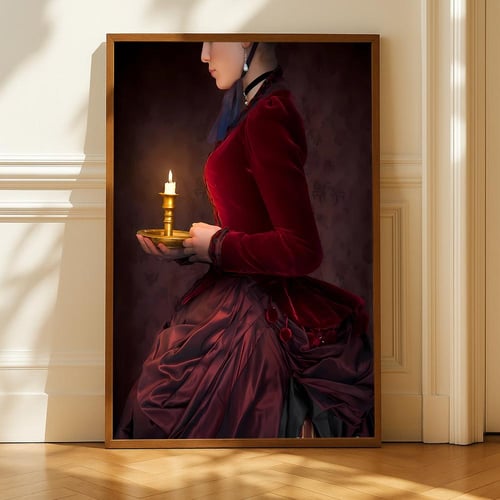 لوحة قماشية بتصميم فتاة مع برواز مجوف