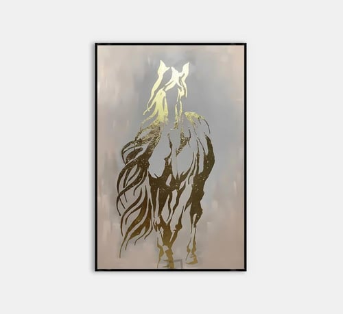 لوحة جدارية بتصميم حصان مع برواز و طبقة اكريلك