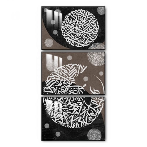 ثلاث لوحات جدارية مع برواز واكريلك شفاف