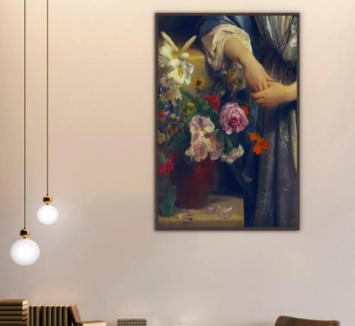 لوحة قماشية بتصميم كلاسيكي مع برواز مجوف