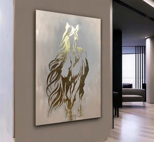 لوحة قماشية بتصميم حصانمع برواز مجوف