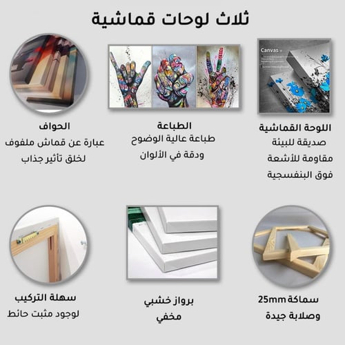 ثلاث لوحات قماشية مودرن