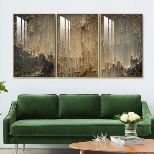 ثلاث لوحات جدارية مع برواز واكريلك شفاف