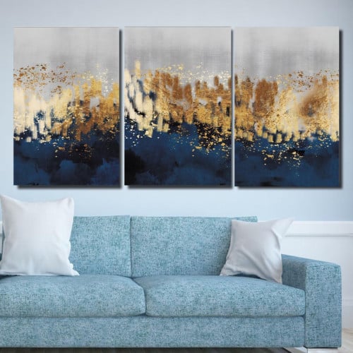 ثلاث لوحات قماشية مودرن - بتصميم تجريدي - مقاس كل...