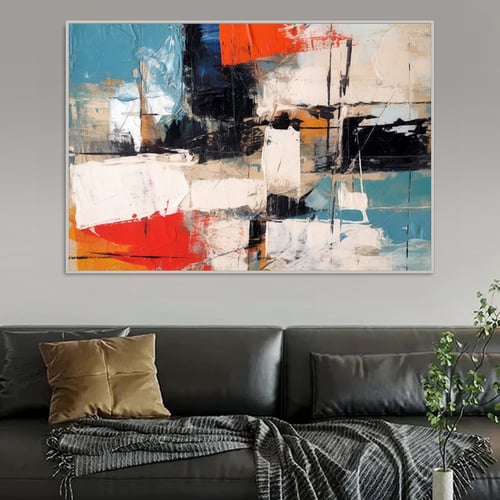 لوحة قماشية بتصميم الفن التشكيلي مع برواز مجوف