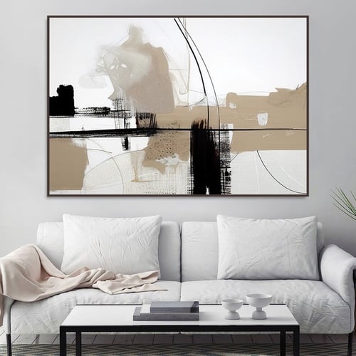 لوحة قماشية بتصميم الفن التشكيلي مع برواز مجوف