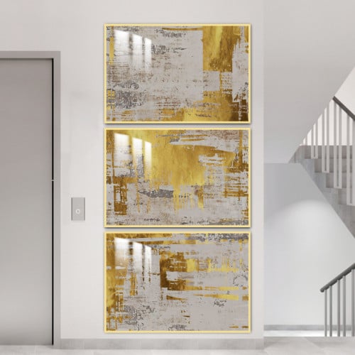ثلاث لوحات جدارية مع برواز واكريلك شفاف