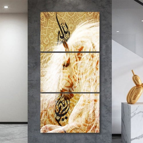 ثلاث لوحات خشبية ام دي اف مقاس 120x60 سم