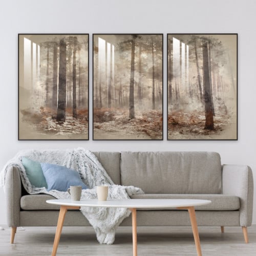 ثلاث لوحات جدارية مع برواز واكريلك شفاف