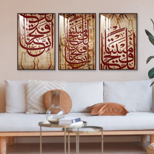 ثلاث لوحات جدارية مع برواز واكريلك شفاف