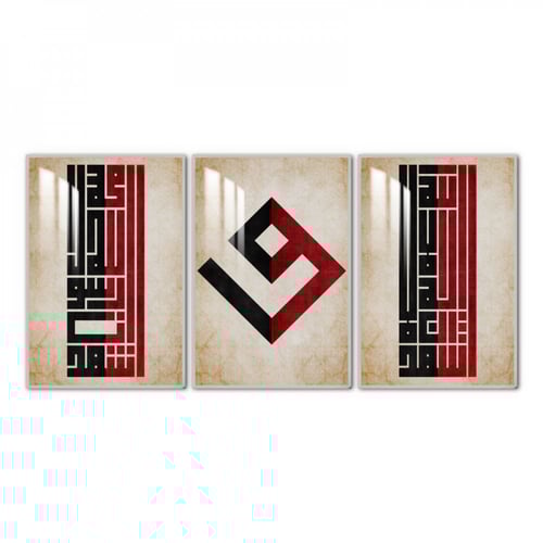 ثلاث لوحات جدارية مع برواز واكريلك شفاف