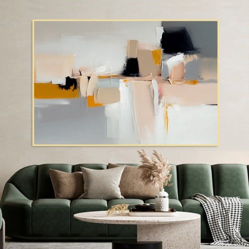 لوحة قماشية بتصميم الفن التشكيلي مع برواز مجوف