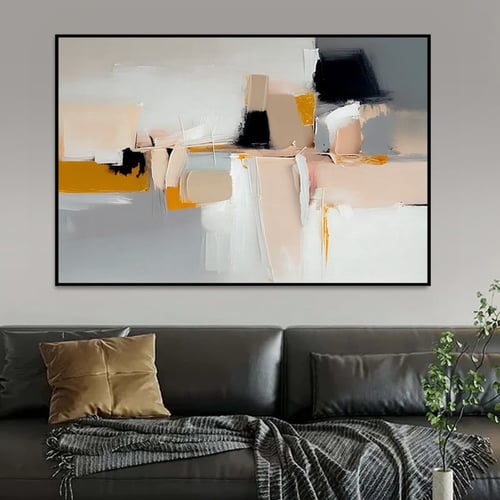 لوحة قماشية بتصميم الفن التشكيلي مع برواز مجوف