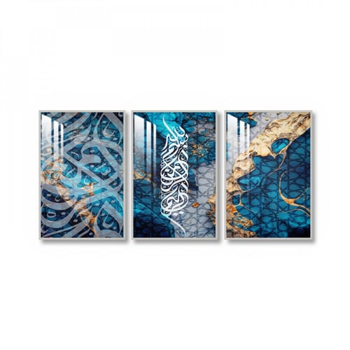 ثلاث لوحات جدارية مع برواز واكريلك شفاف