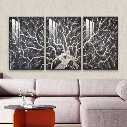 ثلاث لوحات جدارية مع برواز واكريلك شفاف