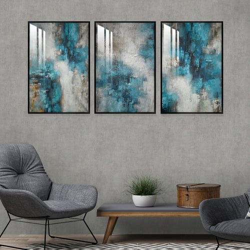 ثلاث لوحات جدارية مع برواز واكريلك شفاف