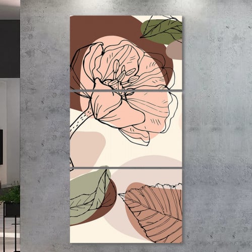 ثلاث لوحات قماشية مودرن - بتصميم تجريدي - مقاس كل...