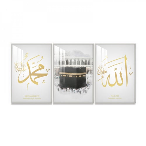 ثلاث لوحات جدارية مع برواز واكريلك شفاف