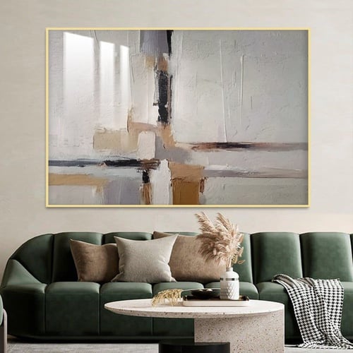 لوحة جدارية بتصميم الفن التشكيلي مع برواز و طبقة م...