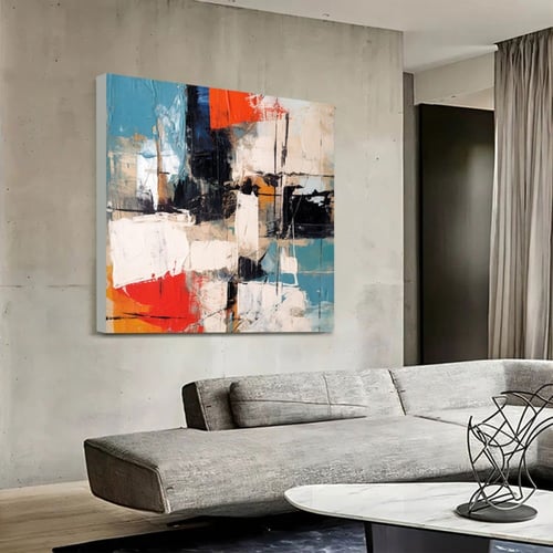 لوحة قماشية بتصميم الفن التشكيلي مع برواز مجوف