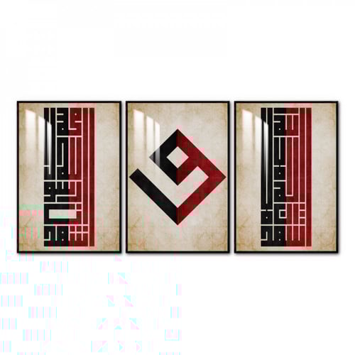 ثلاث لوحات جدارية مع برواز واكريلك شفاف