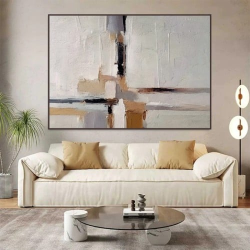 لوحة قماشية بتصميم الفن التشكيلي مع برواز مجوف