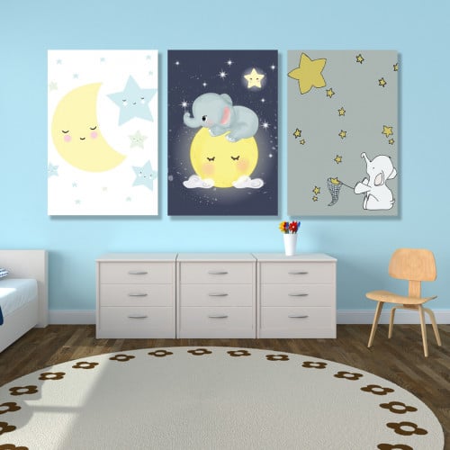 لوحة قماشية ثلاث قطع مودرن لغرف الأطفال