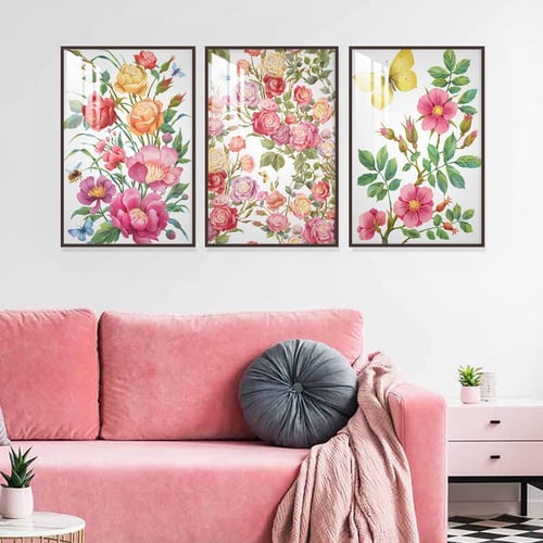 ثلاث لوحات جدارية مع برواز واكريلك شفاف