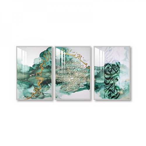 ثلاث لوحات جدارية مع برواز واكريلك شفاف