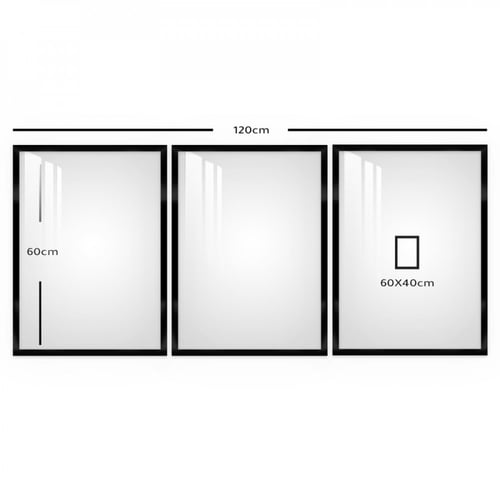 ثلاث لوحات جدارية مع برواز واكريلك شفاف