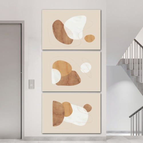 ثلاث لوحات خشبية ام دي اف مقاس 120x60 سم