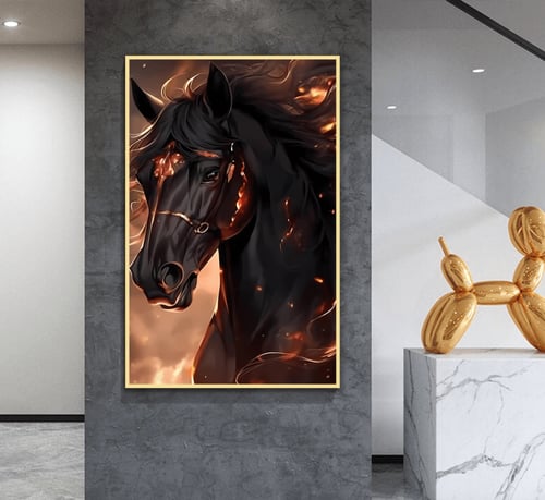 لوحة قماشية بتصميم حصانمع برواز مجوف