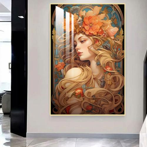لوحة جدارية بتصميم فن تجريدي بتصميم امرآة مع برواز...