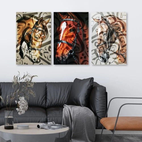 ثلاث لوحات خشبية ام دي اف مقاس 120x60 سم