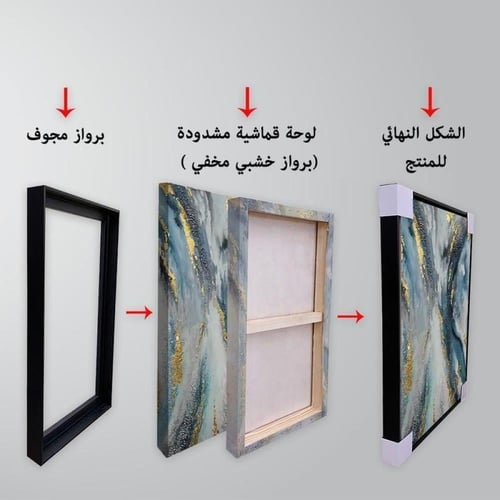 لوحة قماشية بتصميم الفن النجدي مع برواز مجوف