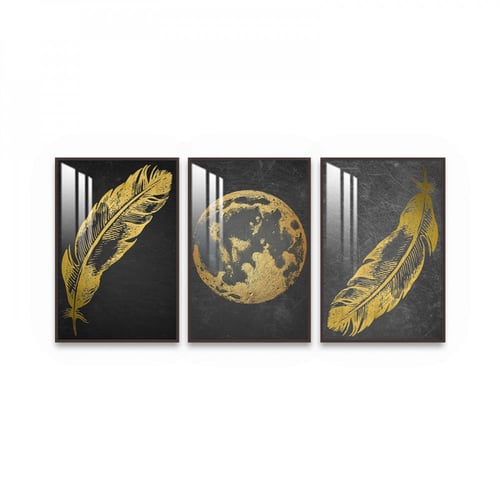 ثلاث لوحات جدارية مع برواز واكريلك شفاف