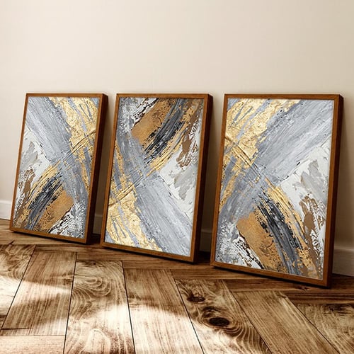 لوحات ثلاثية قماشية مودرن - بتصميم تجريدي - كل قطع...