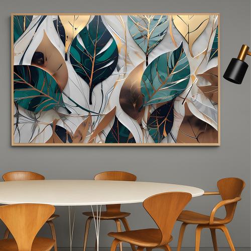 لوحة قماشية مودرن - بتصميم أوراق شجر